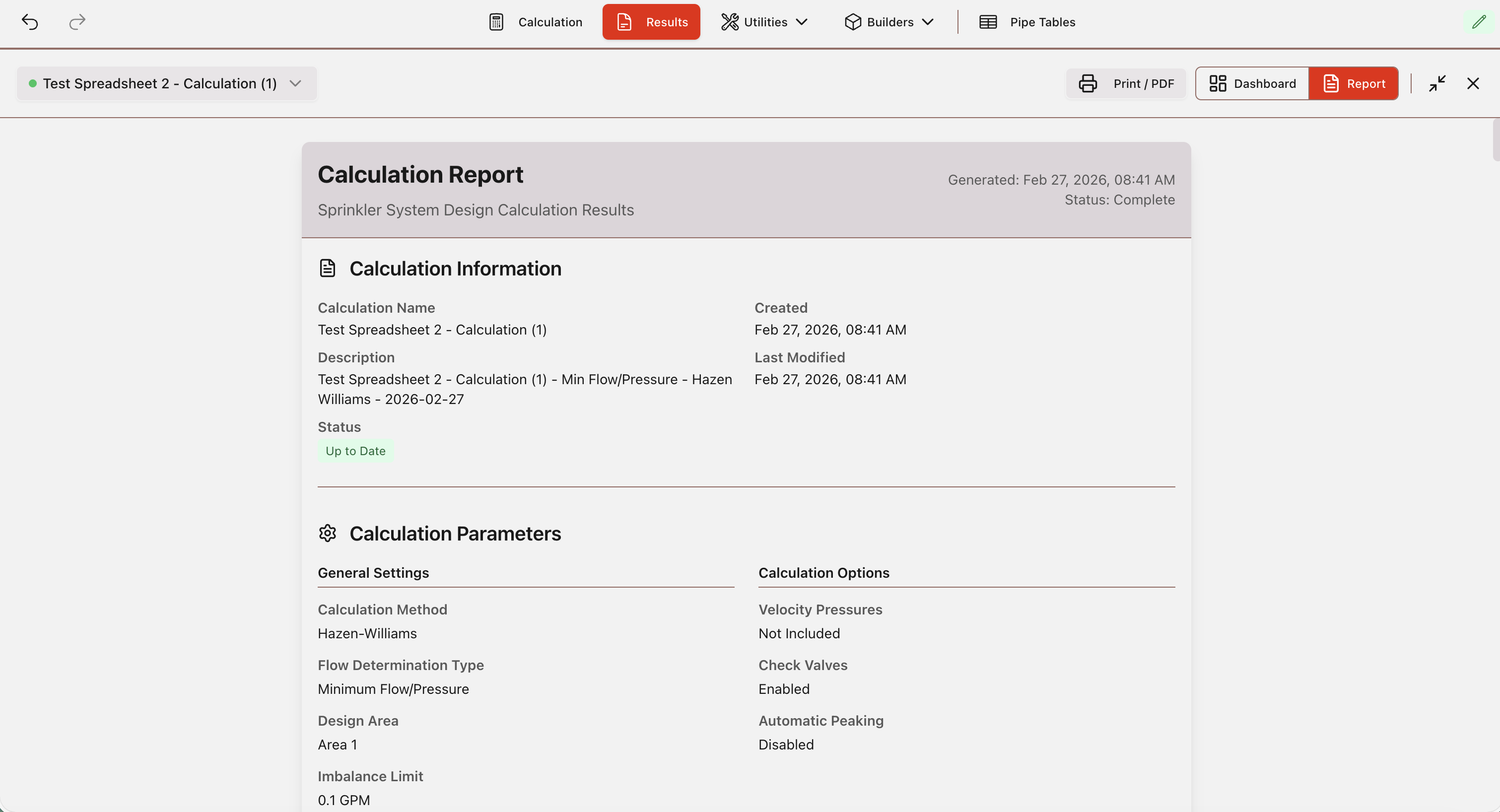Results report