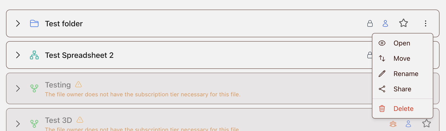Delete project action